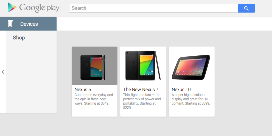 Nexus 5 at Play Store