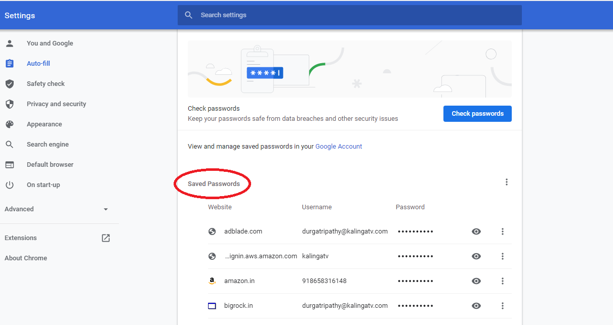 how to delete passwords from chrome